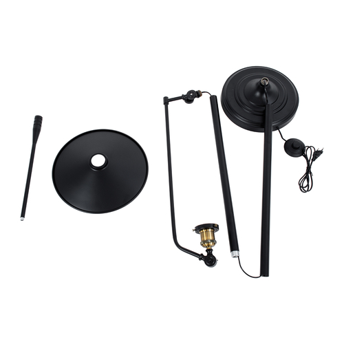 GloboStar® WYNGE 01101 Vintage Επιδαπέδιο Φωτιστικό Μονόφωτο 1 x E27 IP20 Μαύρο & Χρυσό Μέταλλο - Μ95 x Π27 x Υ174cm