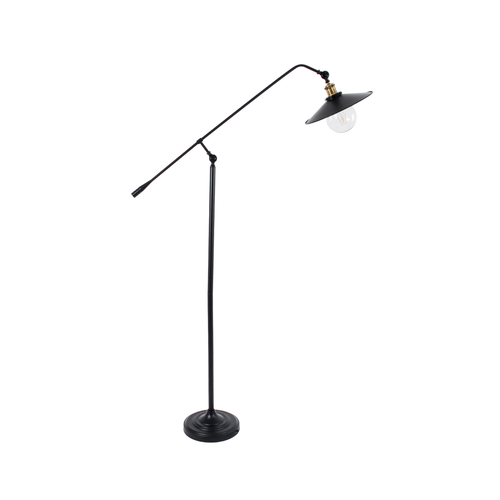 GloboStar® WYNGE 01101 Vintage Επιδαπέδιο Φωτιστικό Μονόφωτο 1 x E27 IP20 Μαύρο & Χρυσό Μέταλλο - Μ95 x Π27 x Υ174cm