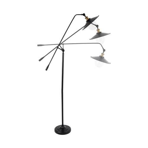 GloboStar® WYNGE 01101 Vintage Επιδαπέδιο Φωτιστικό Μονόφωτο 1 x E27 IP20 Μαύρο & Χρυσό Μέταλλο - Μ95 x Π27 x Υ174cm