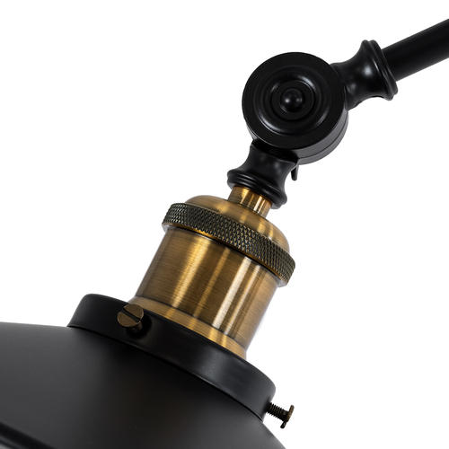 GloboStar® WYNGE 01101 Vintage Επιδαπέδιο Φωτιστικό Μονόφωτο 1 x E27 IP20 Μαύρο & Χρυσό Μέταλλο - Μ95 x Π27 x Υ174cm