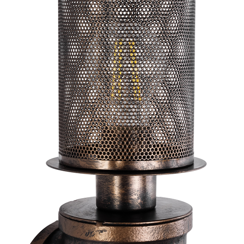 GLOBOSTAR® RAZA 01105 Vintage Φωτιστικό Τοίχου - Απλίκα με Ντουί 1 x E27 AC 220-240V IP20 - Χάλκινο - Μ13 x Π12 x Υ38cm