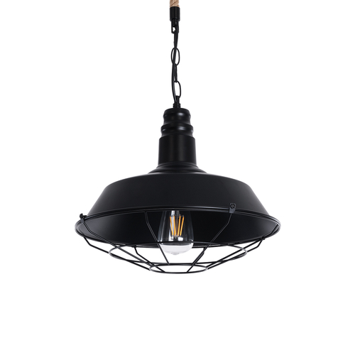 GLOBOSTAR® CRANE 01109 Vintage Κρεμαστό Φωτιστικό Οροφής με Ντουί 1 x E27 AC 220-240V IP20 - Μαύρο & Μπεζ - Μ36 x Π36 x Υ30cm