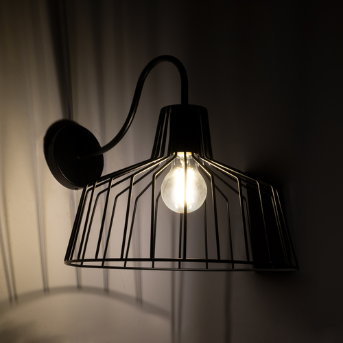 GLOBOSTAR® TRIUMPH 01117 Vintage Φωτιστικό Τοίχου - Απλίκα με Ντουί 1 x E27 AC 220-240V IP20 - Μαύρο - Μ30 x Π36 x Υ30cm