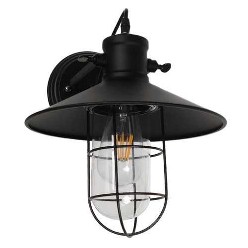 GLOBOSTAR® CELL 01118 Vintage Φωτιστικό Τοίχου - Απλίκα με Ντουί 1 x E27 AC 220-240V IP20 - Μαύρο - Μ33 x Π27 x Υ33cm