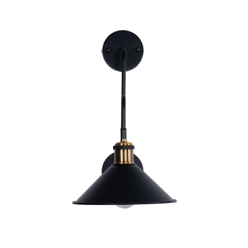 GLOBOSTAR® MAGEOR 01120 Vintage Φωτιστικό Τοίχου - Απλίκα με Ντουί 1 x E27 AC 220-240V IP20 - Μαύρο & Χρυσό - Μ22 x Π30 x Υ40cm