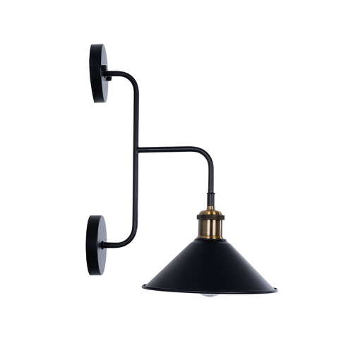 GLOBOSTAR® MAGEOR 01120 Vintage Φωτιστικό Τοίχου - Απλίκα με Ντουί 1 x E27 AC 220-240V IP20 - Μαύρο & Χρυσό - Μ22 x Π30 x Υ40cm
