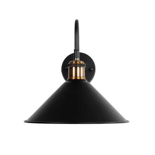 GLOBOSTAR® ANBET 01121 Vintage Φωτιστικό Τοίχου - Απλίκα με Ντουί 1 x E27 AC 220-240V IP20 - Μαύρο & Χρυσό - Μ26 x Π38 x Υ27cm