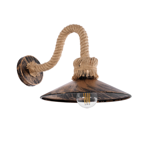 GLOBOSTAR® ROBLY 01125 Vintage Φωτιστικό Τοίχου - Απλίκα με Ντουί 1 x E27 AC 220-240V IP20 - Χάλκινο & Μπεζ - Μ26 x Π36 x Υ22cm