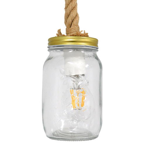 GLOBOSTAR® JAM 01128 Vintage Κρεμαστό Φωτιστικό Οροφής με Ντουί 1 x E27 AC 220-240V IP20 - Διάφανο & Μπεζ - Μ11 x Π11 x Υ120cm