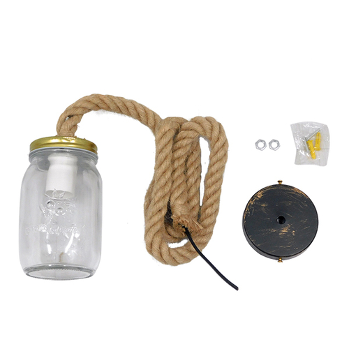 GLOBOSTAR® JAM 01128 Vintage Κρεμαστό Φωτιστικό Οροφής με Ντουί 1 x E27 AC 220-240V IP20 - Διάφανο & Μπεζ - Μ11 x Π11 x Υ120cm