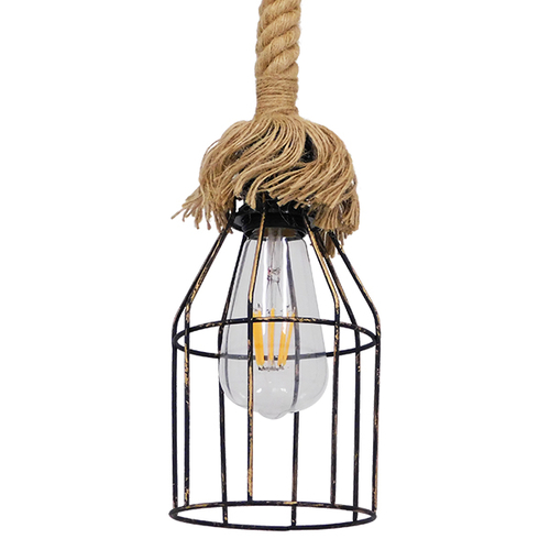 GLOBOSTAR® LAICO 01129 Vintage Κρεμαστό Φωτιστικό Οροφής με Ντουί 1 x E27 AC 220-240V IP20 - Μπρούτζινο & Μπεζ - Μ12 x Π12 x Υ100cm