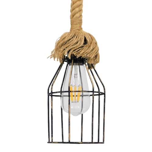 GLOBOSTAR® LAICO 01129 Vintage Κρεμαστό Φωτιστικό Οροφής με Ντουί 1 x E27 AC 220-240V IP20 - Μπρούτζινο & Μπεζ - Μ12 x Π12 x Υ100cm