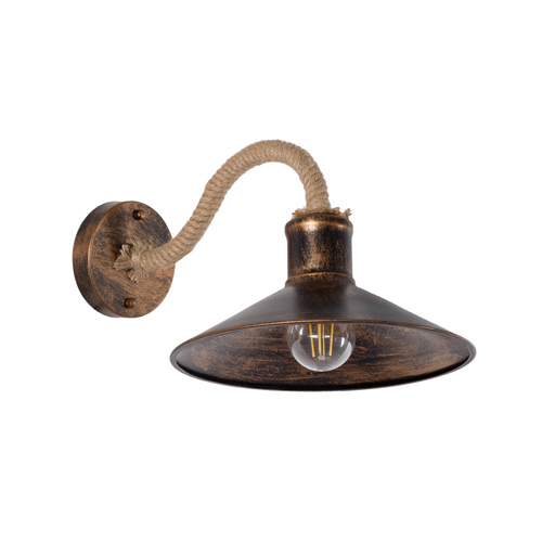 GLOBOSTAR® BRASTA 01131 Vintage Φωτιστικό Τοίχου - Απλίκα με Ντουί 1 x E27 AC 220-240V IP20 - Χάλκινο & Μπεζ - Μ26 x Π42.5 x Υ24cm