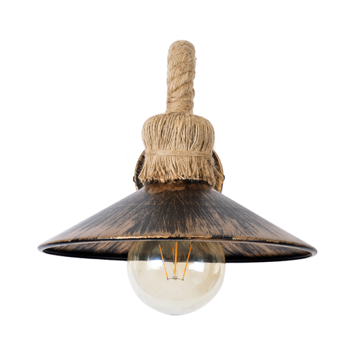 GLOBOSTAR® BRASSO 01132 Vintage Φωτιστικό Τοίχου - Απλίκα με Ντουί 1 x E27 AC 220-240V IP20 - Μπεζ & Χάλκινο Εφέ Σκουριάς - Μ38 x Π26.7 x Υ22cm