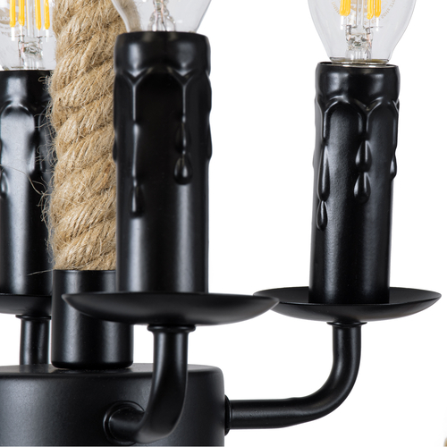 GLOBOSTAR® VITRUVIAN 01141 Boho Κρεμαστό Φωτιστικό Οροφής με Ντουί 4 x E14 AC 220-240V IP20 - Μαύρο & Μπεζ - Μ53 x Π53 x Υ53cm