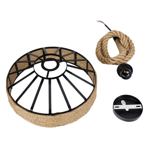 GLOBOSTAR® SAHARA 01146 Boho Κρεμαστό Φωτιστικό Οροφής με Ντουί 1 x E27 AC 220-240V IP20 - Μπεζ & Μαύρο - Μ31 x Π31 x Υ14cm