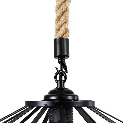 GLOBOSTAR® SAHARA 01146 Boho Κρεμαστό Φωτιστικό Οροφής με Ντουί 1 x E27 AC 220-240V IP20 - Μπεζ & Μαύρο - Μ31 x Π31 x Υ14cm