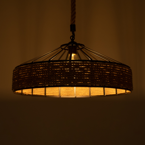 GLOBOSTAR® POLI 01147 Vintage Κρεμαστό Φωτιστικό Οροφής με Ντουί 1 x E27 AC 220-240V IP20 - Μαύρο & Μπεζ - Μ40 x Π40 x Υ32cm