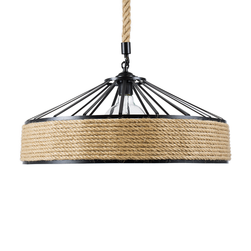 GLOBOSTAR® POLI 01147 Vintage Κρεμαστό Φωτιστικό Οροφής με Ντουί 1 x E27 AC 220-240V IP20 - Μαύρο & Μπεζ - Μ40 x Π40 x Υ32cm