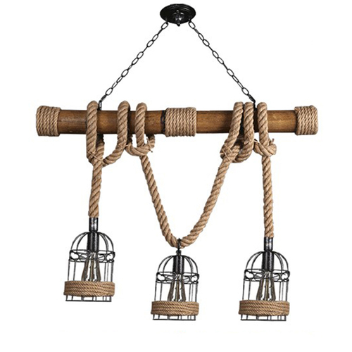 GLOBOSTAR® LILO 01149 Vintage Κρεμαστό Φωτιστικό Οροφής με Ντουί 3 x E27 AC 220-240V IP20 - Καφέ & Μπεζ - Μ80 x Π15 x Υ100cm