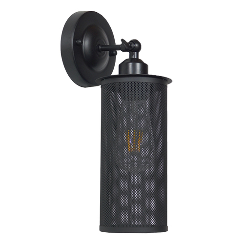 GLOBOSTAR® HOLVIA 01160 Vintage Φωτιστικό Τοίχου - Απλίκα με Ντουί 1 x E27 AC 220-240V IP20 - Μαύρο - Μ16 x Π12 x Υ34cm