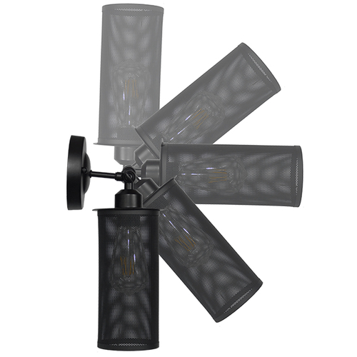 GLOBOSTAR® HOLVIA 01160 Vintage Φωτιστικό Τοίχου - Απλίκα με Ντουί 1 x E27 AC 220-240V IP20 - Μαύρο - Μ16 x Π12 x Υ34cm