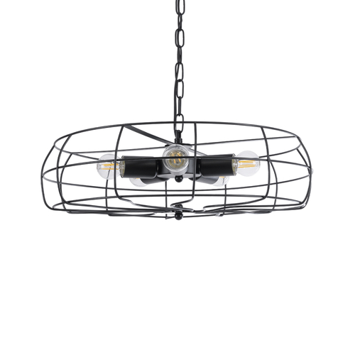 GLOBOSTAR® HELIX 01164 Vintage Κρεμαστό Φωτιστικό Οροφής με Ντουί 5 x E27 AC 220-240V IP20 - Μαύρο - Μ46 x Π46 x Υ13cm