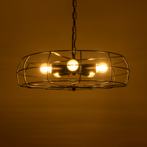 GLOBOSTAR® HELIX 01164 Vintage Κρεμαστό Φωτιστικό Οροφής με Ντουί 5 x E27 AC 220-240V IP20 - Μαύρο - Μ46 x Π46 x Υ13cm