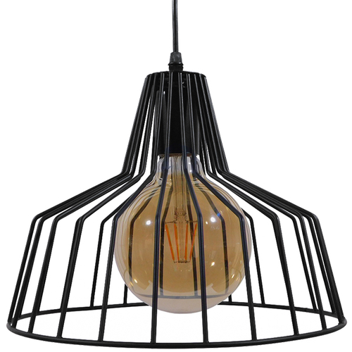 GLOBOSTAR® TERE 01165 Vintage Κρεμαστό Φωτιστικό Οροφής με Ντουί 1 x E27 AC 220-240V IP20 - Μαύρο - Μ30 x Π30 x Υ25cm