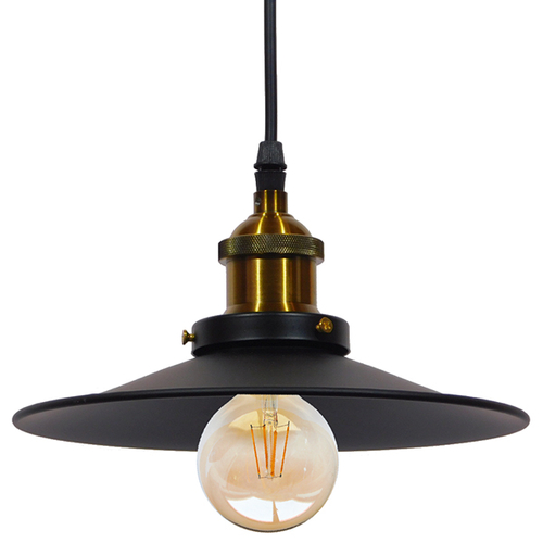 GLOBOSTAR® CARAVEL 01167 Vintage Κρεμαστό Φωτιστικό Οροφής με Ντουί 1 x E27 AC 220-240V IP20 - Μαύρο & Χρυσό - Μ22 x Π22 x Υ13cm
