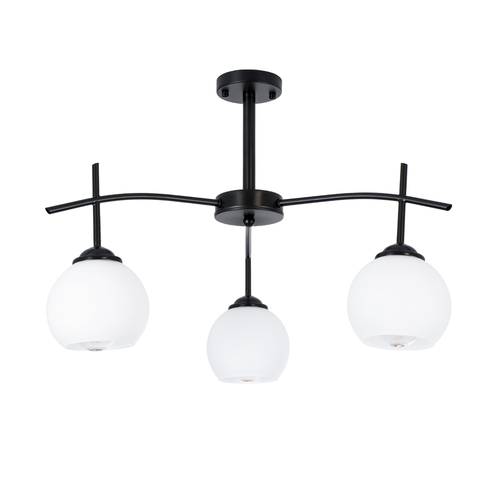 GLOBOSTAR® LUNA 01087 Μοντέρνο Φωτιστικό Οροφής με Ντουί 3 x E27 AC 220-240V IP20 - Λευκό & Μαύρο - Μ45 x Π45 x Υ40cm