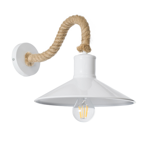 GLOBOSTAR® VINSA 01130 Boho Φωτιστικό Τοίχου - Απλίκα με Ντουί 1 x E27 AC 220-240V IP20 - Λευκό & Μπεζ - Μ37.5 x Π26.7 x Υ25cm