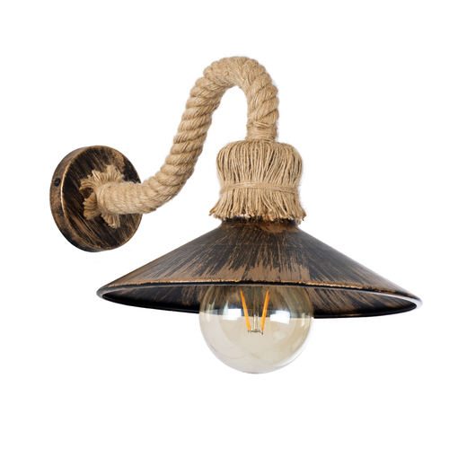 GLOBOSTAR® BRASSO 01132 Vintage Φωτιστικό Τοίχου - Απλίκα με Ντουί 1 x E27 AC 220-240V IP20 - Μπεζ & Χάλκινο Εφέ Σκουριάς - Μ38 x Π26.7 x Υ22cm