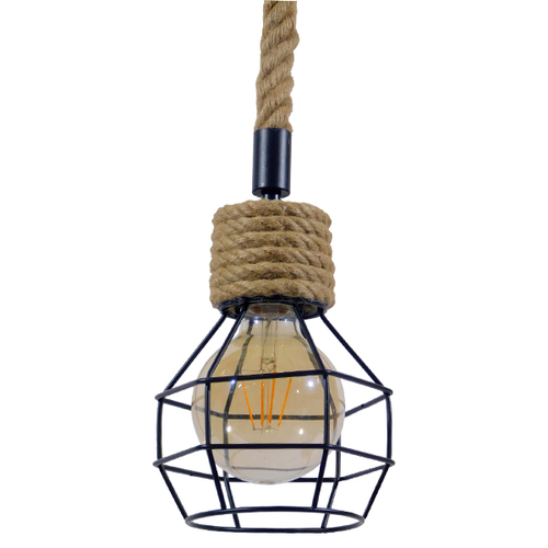 GLOBOSTAR® HELLET 01182 Vintage Κρεμαστό Φωτιστικό Οροφής με Ντουί 1 x E27 AC 220-240V IP20 - Μαύρο & Μπεζ - Μ16 x Π16 x Υ25cm