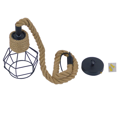 GLOBOSTAR® HELLET 01182 Vintage Κρεμαστό Φωτιστικό Οροφής με Ντουί 1 x E27 AC 220-240V IP20 - Μαύρο & Μπεζ - Μ16 x Π16 x Υ25cm