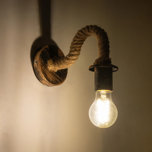 GLOBOSTAR® DAKER 01184 Vintage Φωτιστικό Τοίχου - Απλίκα με Ντουί 1 x E27 AC 220-240V IP20 - Χάλκινο Εφέ Σκουριάς & Μπεζ - Μ21 x Π12 x Υ16cm