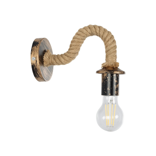 GLOBOSTAR® DAKER 01184 Vintage Φωτιστικό Τοίχου - Απλίκα με Ντουί 1 x E27 AC 220-240V IP20 - Χάλκινο Εφέ Σκουριάς & Μπεζ - Μ21 x Π12 x Υ16cm