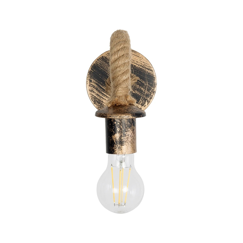 GLOBOSTAR® DAKER 01184 Vintage Φωτιστικό Τοίχου - Απλίκα με Ντουί 1 x E27 AC 220-240V IP20 - Χάλκινο Εφέ Σκουριάς & Μπεζ - Μ21 x Π12 x Υ16cm