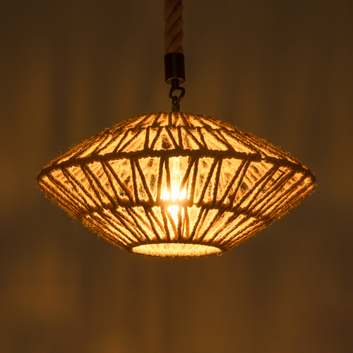 GLOBOSTAR® DOGMA 01187 Boho Κρεμαστό Φωτιστικό Οροφής με Ντουί 1 x E27 AC 220-240V IP20 - Μπεζ - Μ40 x Π40 x Υ20cm