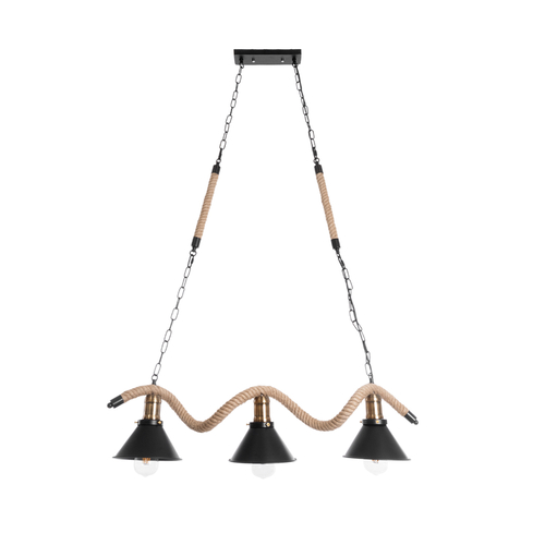 GLOBOSTAR® TYMEN 01189 Boho Κρεμαστό Φωτιστικό Οροφής με Ντουί 3 x E27 AC 220-240V IP20 - Μαύρο & Μπεζ - Μ85 x Π18.5 x Υ20cm