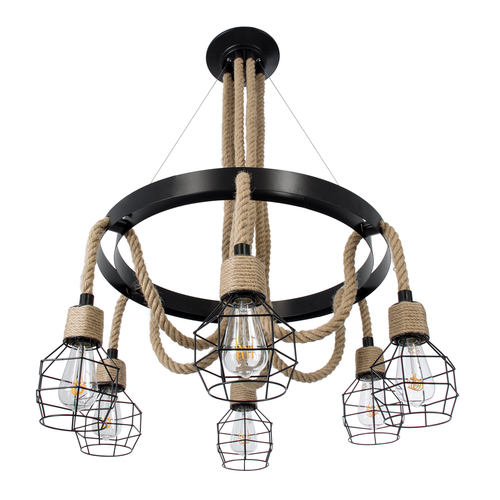 GLOBOSTAR® HELLET 01193 Vintage Κρεμαστό Φωτιστικό Οροφής με Ντουί 6 x E27 AC 220-240V IP20 - Μαύρο & Πράσινο - Μ72 x Π72 x Υ80cm