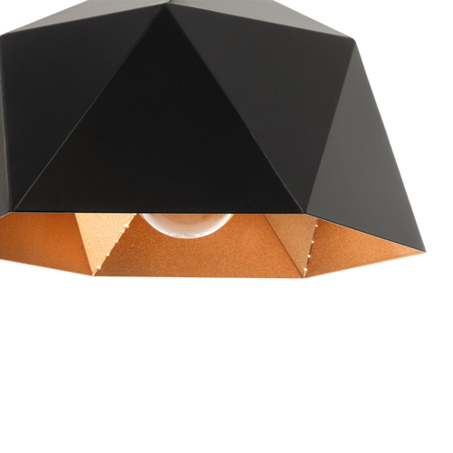 GLOBOSTAR® HEXAGON 01194 Μοντέρνο Κρεμαστό Φωτιστικό Οροφής με Ντουί 1 x E27 AC 220-240V IP20 - Μαύρο & Χρυσό - Μ25 x Π25 x Υ15cm