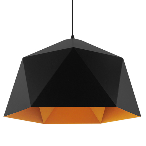 GLOBOSTAR® HEXAGON 01195 Μοντέρνο Κρεμαστό Φωτιστικό Οροφής με Ντουί 1 x E27 AC 220-240V IP20 - Μαύρο & Χρυσό - Μ46 x Π46 x Υ25cm