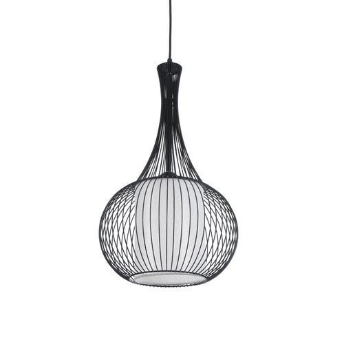 GLOBOSTAR® LILY 01198 Μοντέρνο Κρεμαστό Φωτιστικό Οροφής με Ντουί 1 x E27 AC 220-240V IP20 - Μαύρο & Λευκό - Μ30 x Π30 x Υ50cm