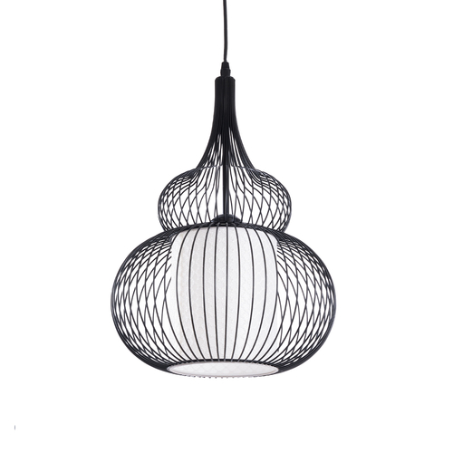 GLOBOSTAR® LILY 01199 Μοντέρνο Κρεμαστό Φωτιστικό Οροφής με Ντουί 1 x E27 AC 220-240V IP20 - Μαύρο & Λευκό - Μ31 x Π31 x Υ42cm