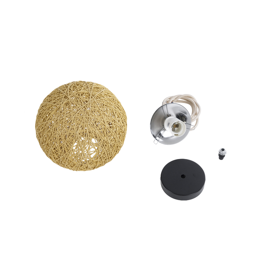 GLOBOSTAR® OCEANA 01200 Boho Κρεμαστό Φωτιστικό Οροφής με Ντουί 1 x E27 AC 220-240V IP20 - Μπεζ - Μ20 x Π20 x Υ20cm