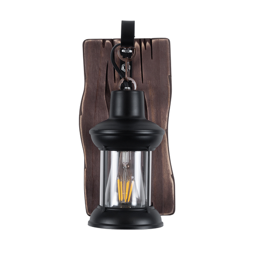 GLOBOSTAR® BRASRA 01204 Vintage Φωτιστικό Τοίχου - Απλίκα με Ντουί 1 x E27 AC 220-240V IP20 - Καφέ & Μαύρο - Μ15 x Π20 x Υ30cm