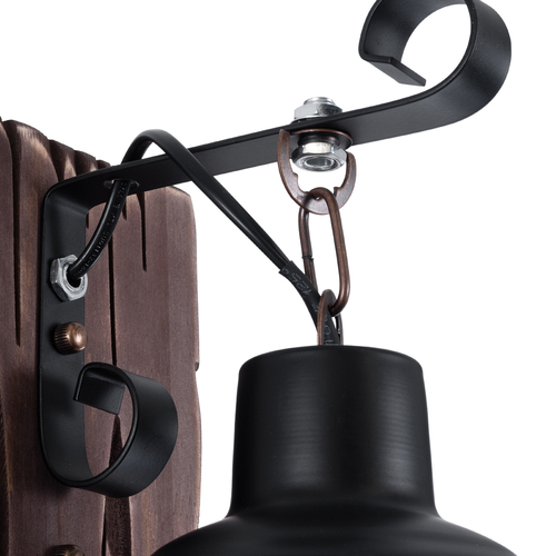 GLOBOSTAR® BRASRA 01204 Vintage Φωτιστικό Τοίχου - Απλίκα με Ντουί 1 x E27 AC 220-240V IP20 - Καφέ & Μαύρο - Μ15 x Π20 x Υ30cm