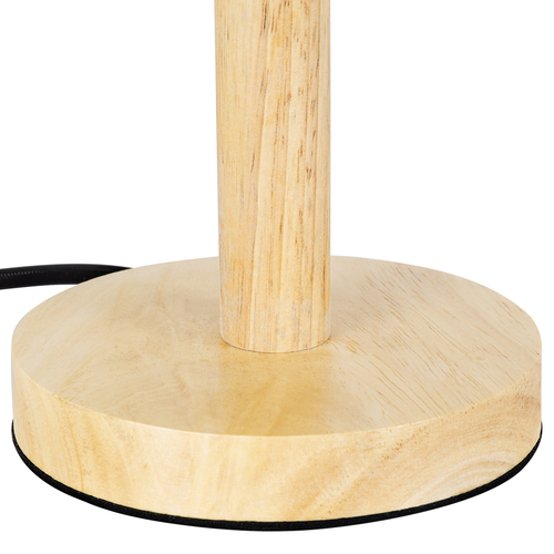 GloboStar® NAPHIE 01208 Κλασσικό Επιτραπέζιο Φωτιστικό Πορτατίφ Μονόφωτο 1 x E27 IP20 Μπεζ Ξύλο με Λευκό Ύφασμα - Μ21 x Π21 x Υ42cm