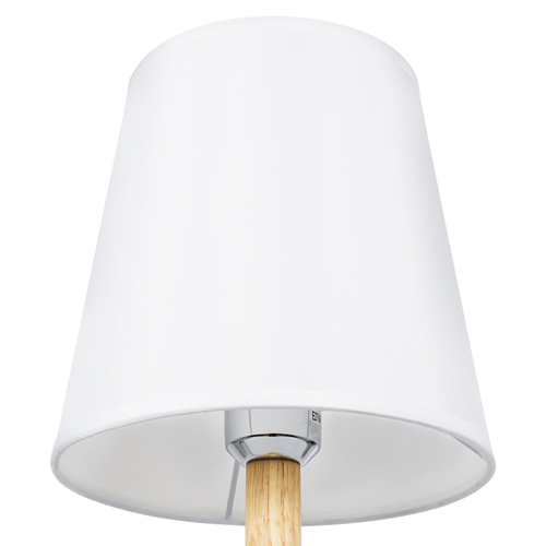 GloboStar® NAPHIE 01208 Κλασσικό Επιτραπέζιο Φωτιστικό Πορτατίφ Μονόφωτο 1 x E27 IP20 Μπεζ Ξύλο με Λευκό Ύφασμα - Μ21 x Π21 x Υ42cm